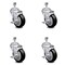 Service Caster 4 Inch Black Polyurethane Swivel 1/2 Inch Threaded Stem Caster Set with Brake SCC SCC-TS20S414-PPUB-BLK-TLB-121315-4 - alternate 1